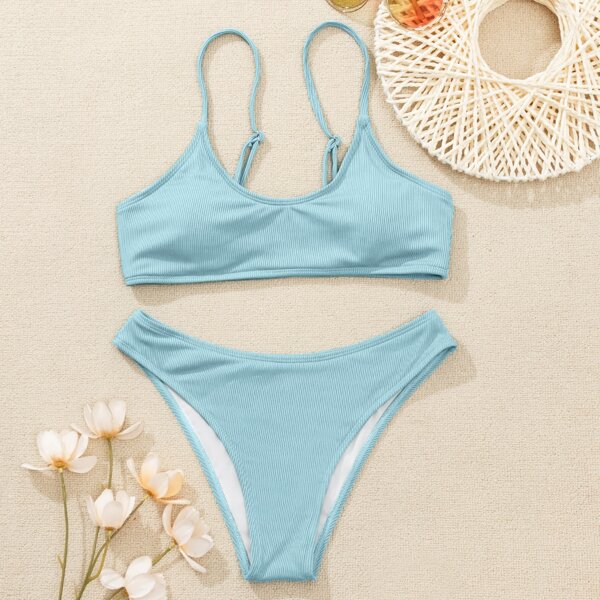 Solid Bikini Swimsuit, Baby blue