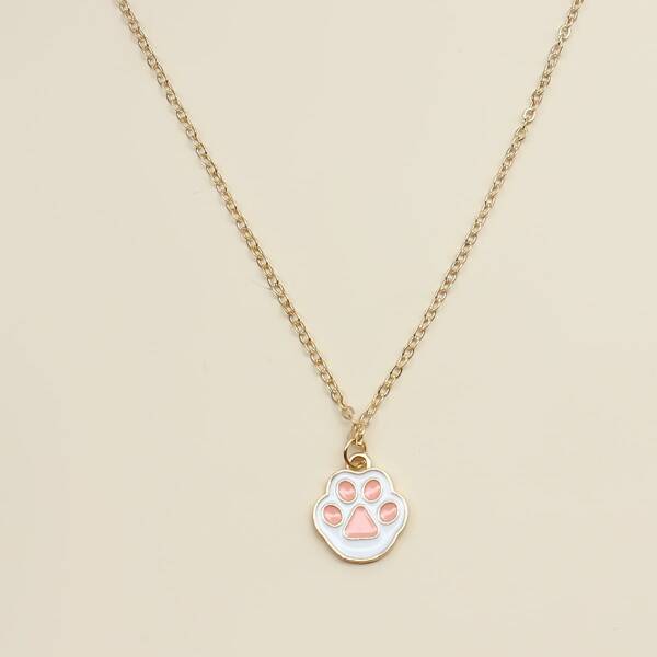 Paw Charm Necklace, Multicolor