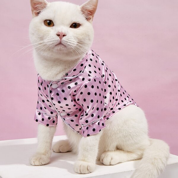 Polka Dot Pattern Pet Shirt, Baby pink