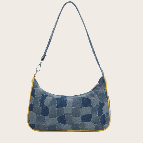 Denim Baguette Bag, Blue