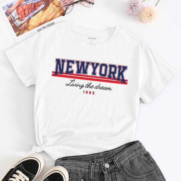 Letter Graphic Short Sleeve Tee, White