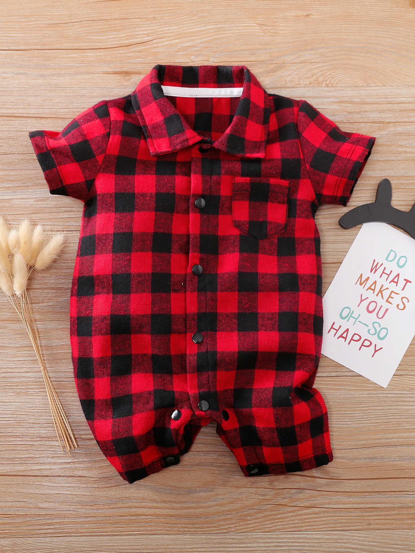 Baby Boy Gingham Print Romper