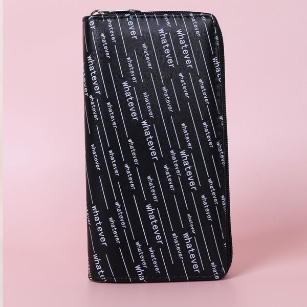Letter Graphic Long Purse, Black