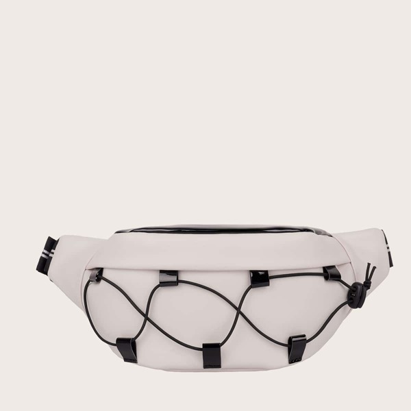 Drawstring Decor Fanny Pack, Beige