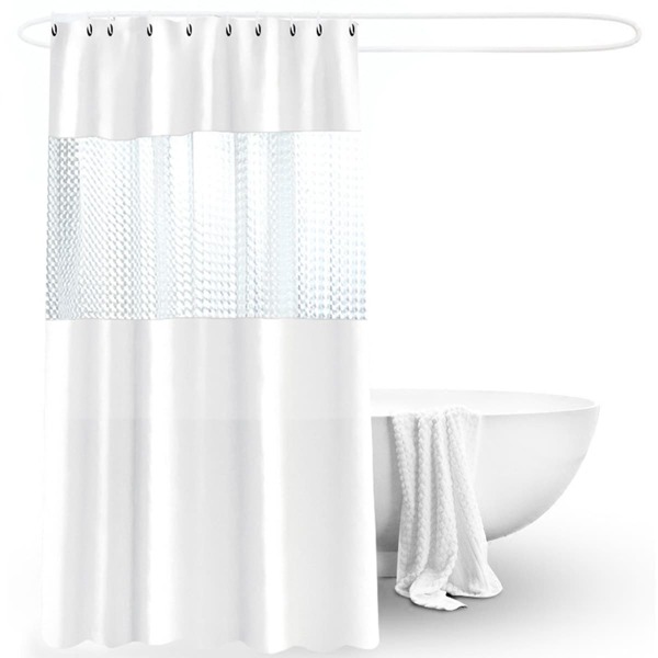 Splicing Shower Curtain, White