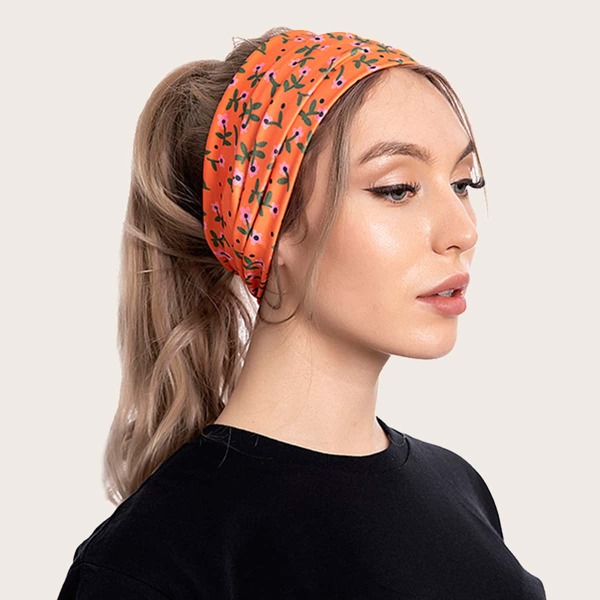 Floral Print Hair Band, Orange