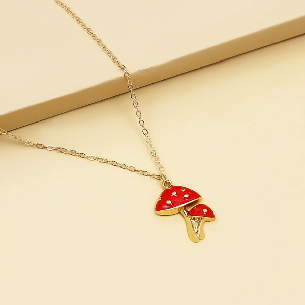 Mushroom Charm Necklace, Multicolor