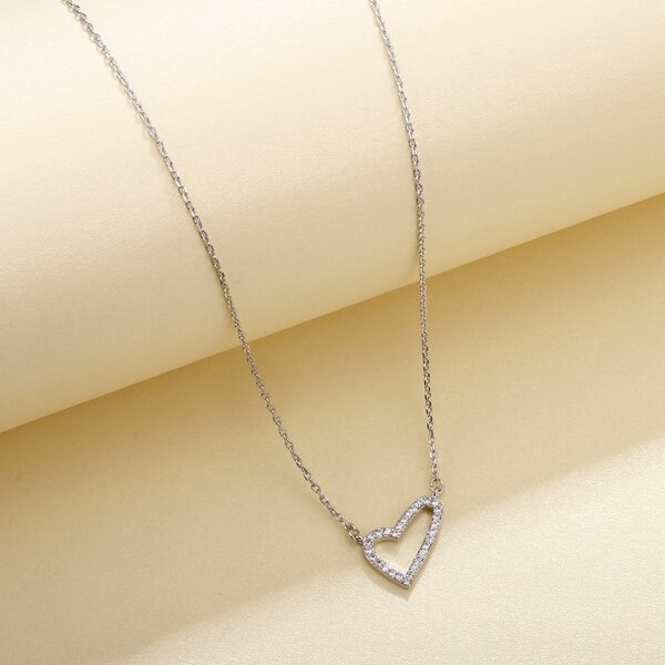 Heart Charm Necklace, Silver