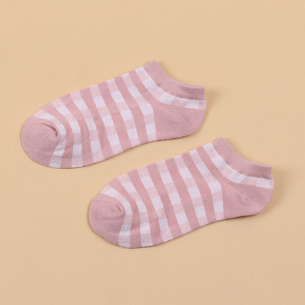Plaid Ankle Socks, Pink