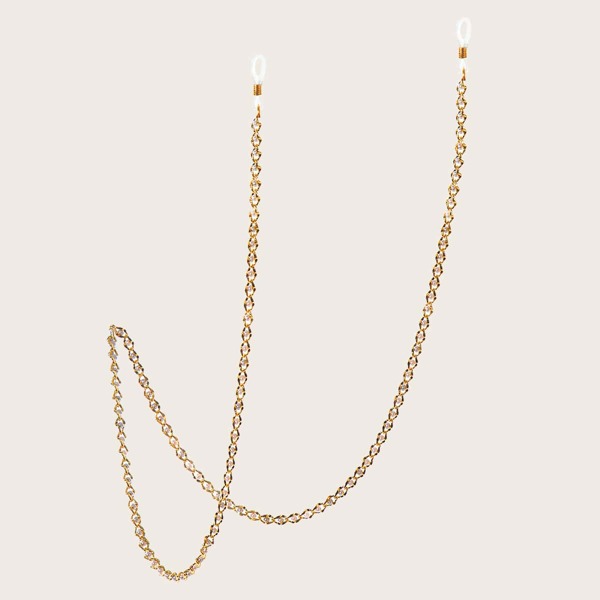 Faux Pearl Decor Face Mask Chain, Gold