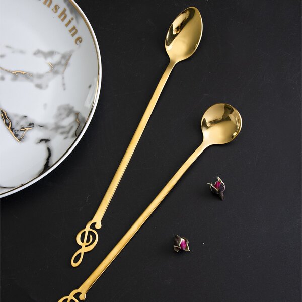 2pcs Music Notes Decor Spoon, Gold
