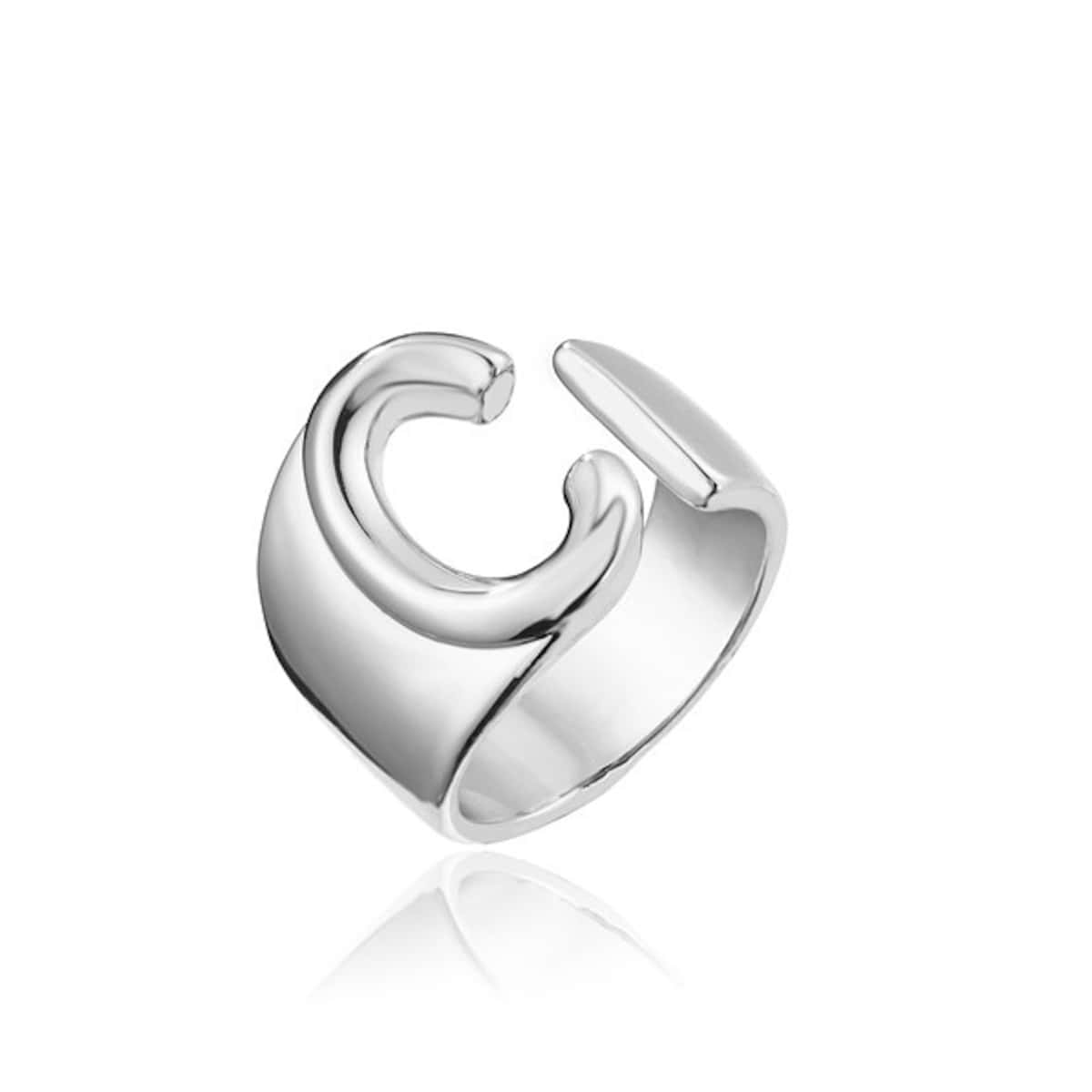Letter C Design Ring, Silver 
Letter C Design Ring, Silver