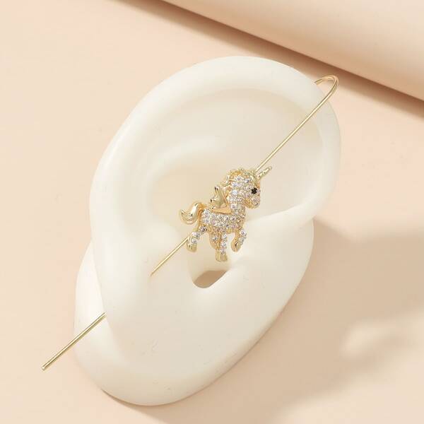 1pc Unicorn Decor Earring, Gold