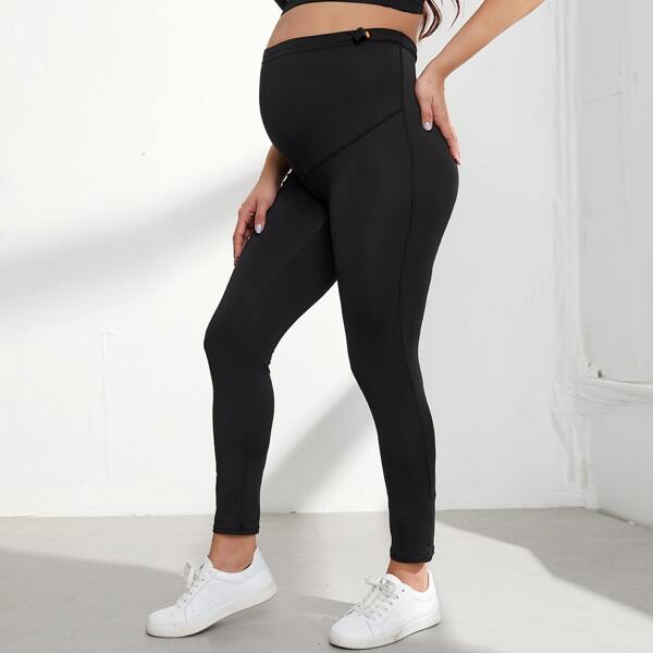 Maternity Solid Cropped Leggings, Black