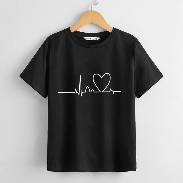 Boys Graphic Print Tee, Black