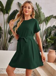 Maternity cuffed sleeve dress
