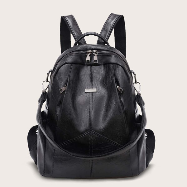 Minimalist Backpack With Detachable Strap, Black