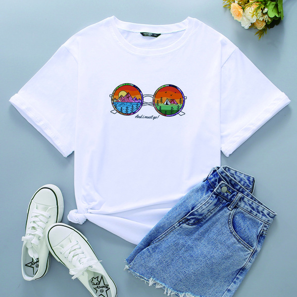 Plus Mountain & Slogan Graphic Tee, White