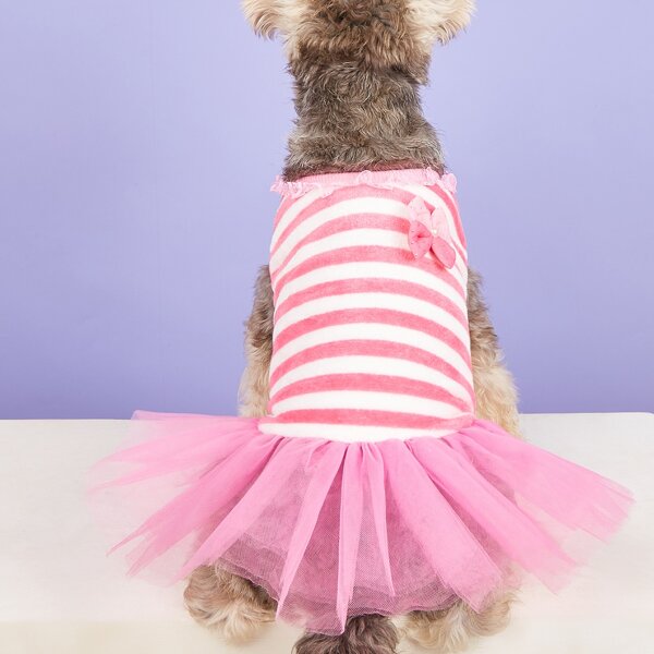 Striped Pattern Pet Dress, Pink