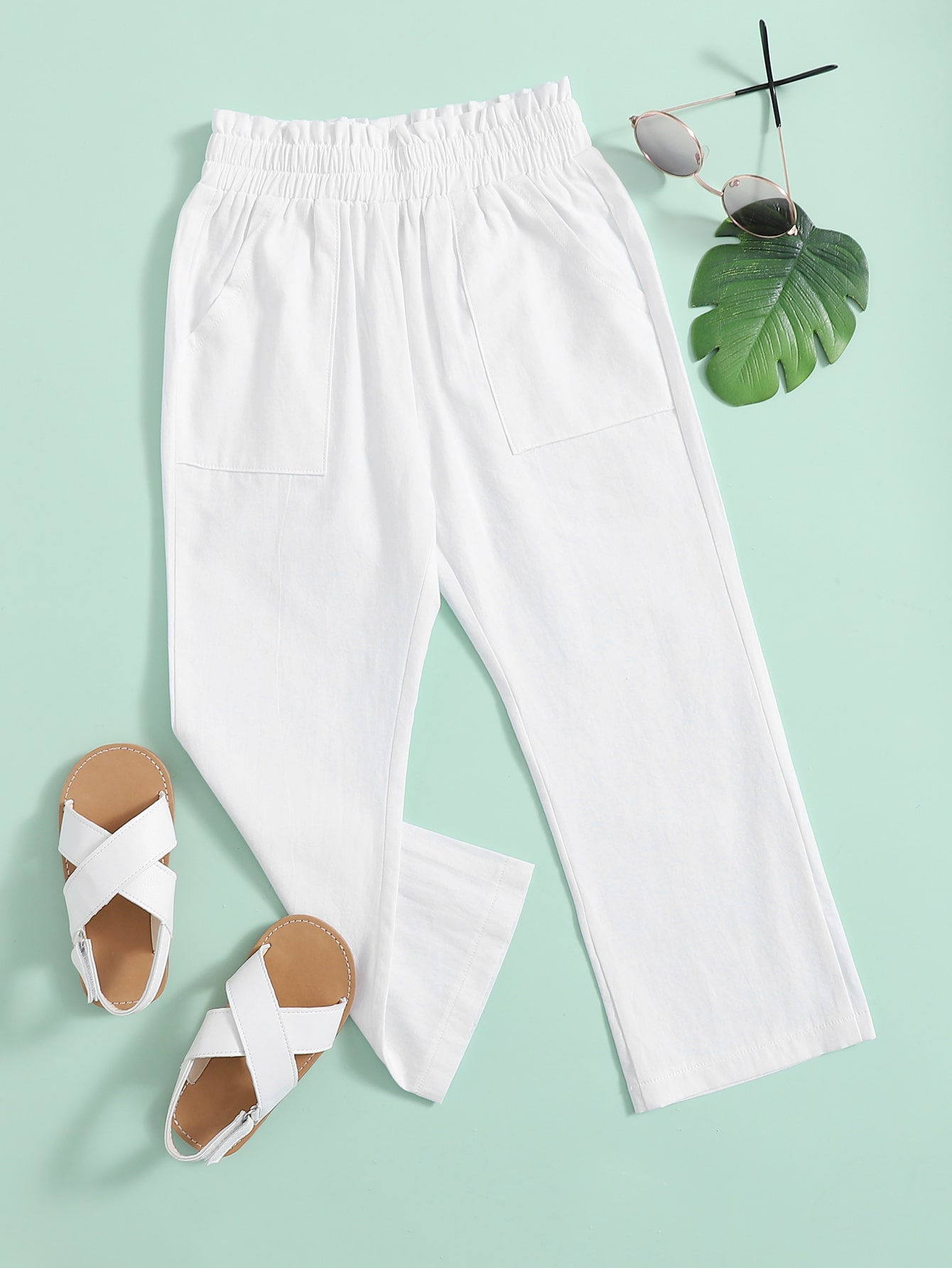 Toddler Girls Paper Bag Waist Slant Pocket Pants