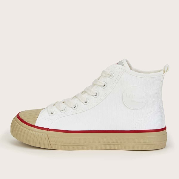 Lace-up Front High Top Canvas Shoes, White