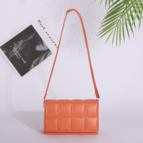 Minimalist Quilted Crossbody Bag, Orange