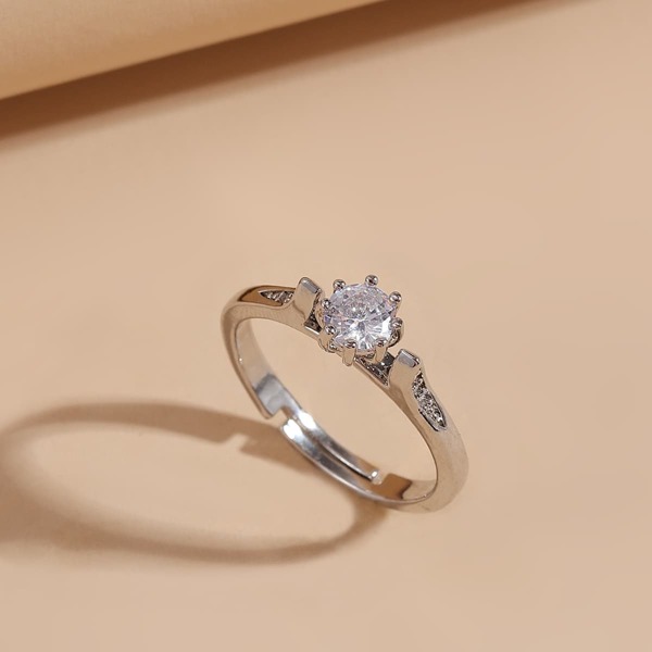 Rhinestone Decor Ring, Silver