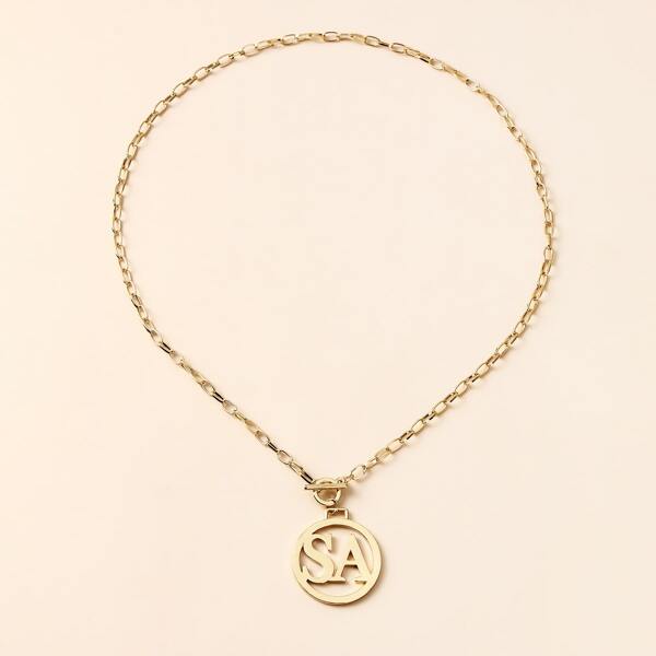 Letter Charm Necklace, Gold