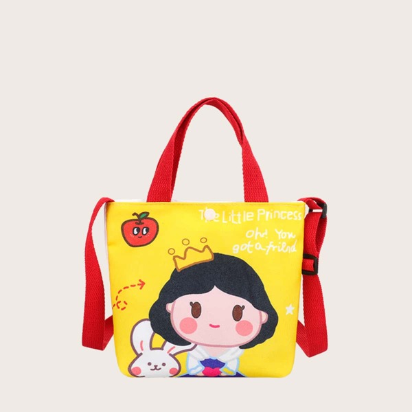 Girls Cartoon Graphic Shoulder Bag, Yellow