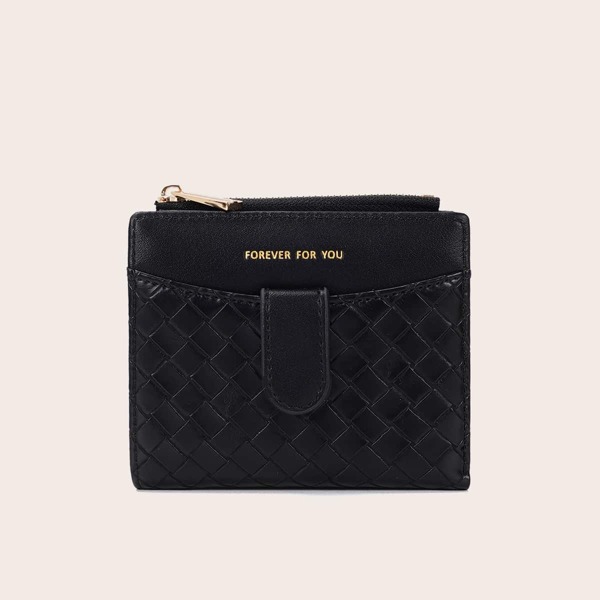 Braided Embossed Small Purse, Black
