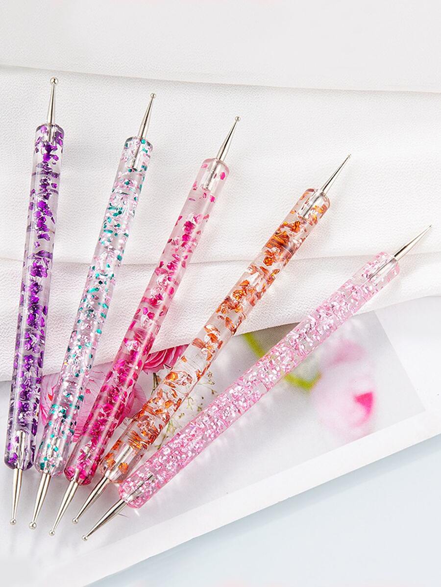 Nailart Liner Borstels ingesteld , 5st Dubbele eindes Nagel Punt Boor Pen , UV Gel Schilderen Nagel Ontwerp Penseelpen , Nagel Stippelpen Kwast Kit Nail Art-gereedschap , Dual-ended Nailart Liner Borstels , Voor Thuis Gebruiken En Professionele nagel Salon