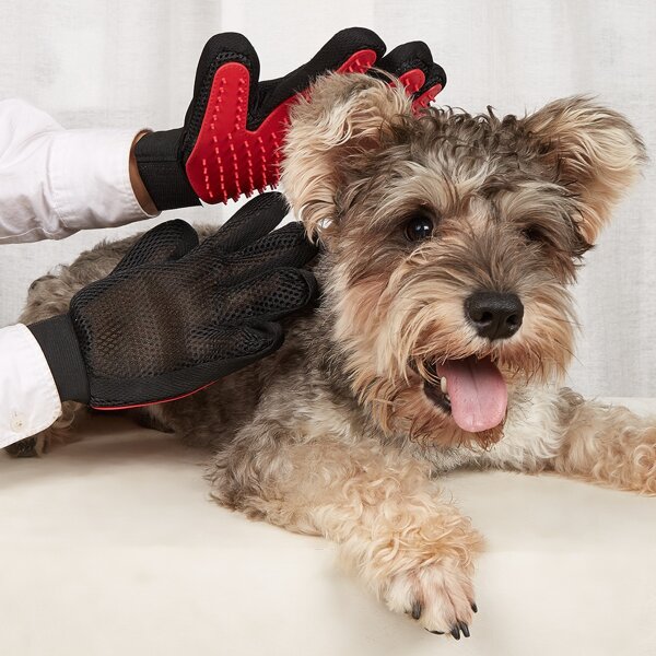 1pair Pet Hair Cleaning Glove, Red