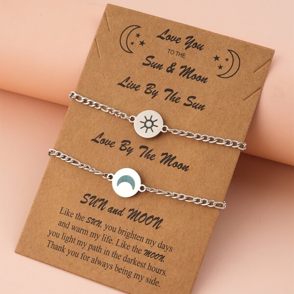 2pcs Simple Bracelet, Silver