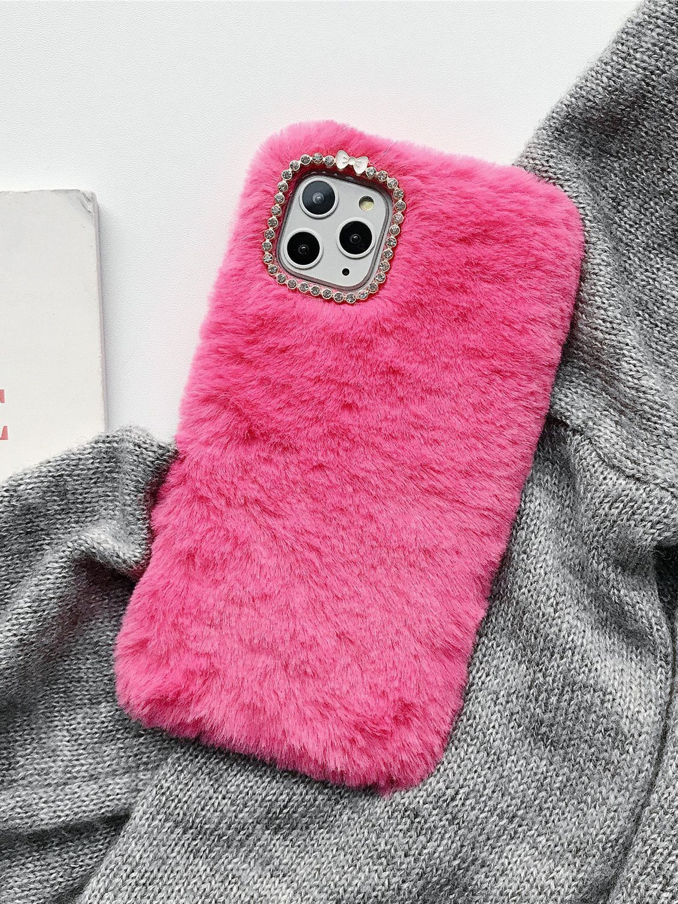 Rhinestone Decor Fluffy Phone Case