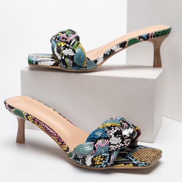 Braided Snakeskin Mule Sandals, Multicolor