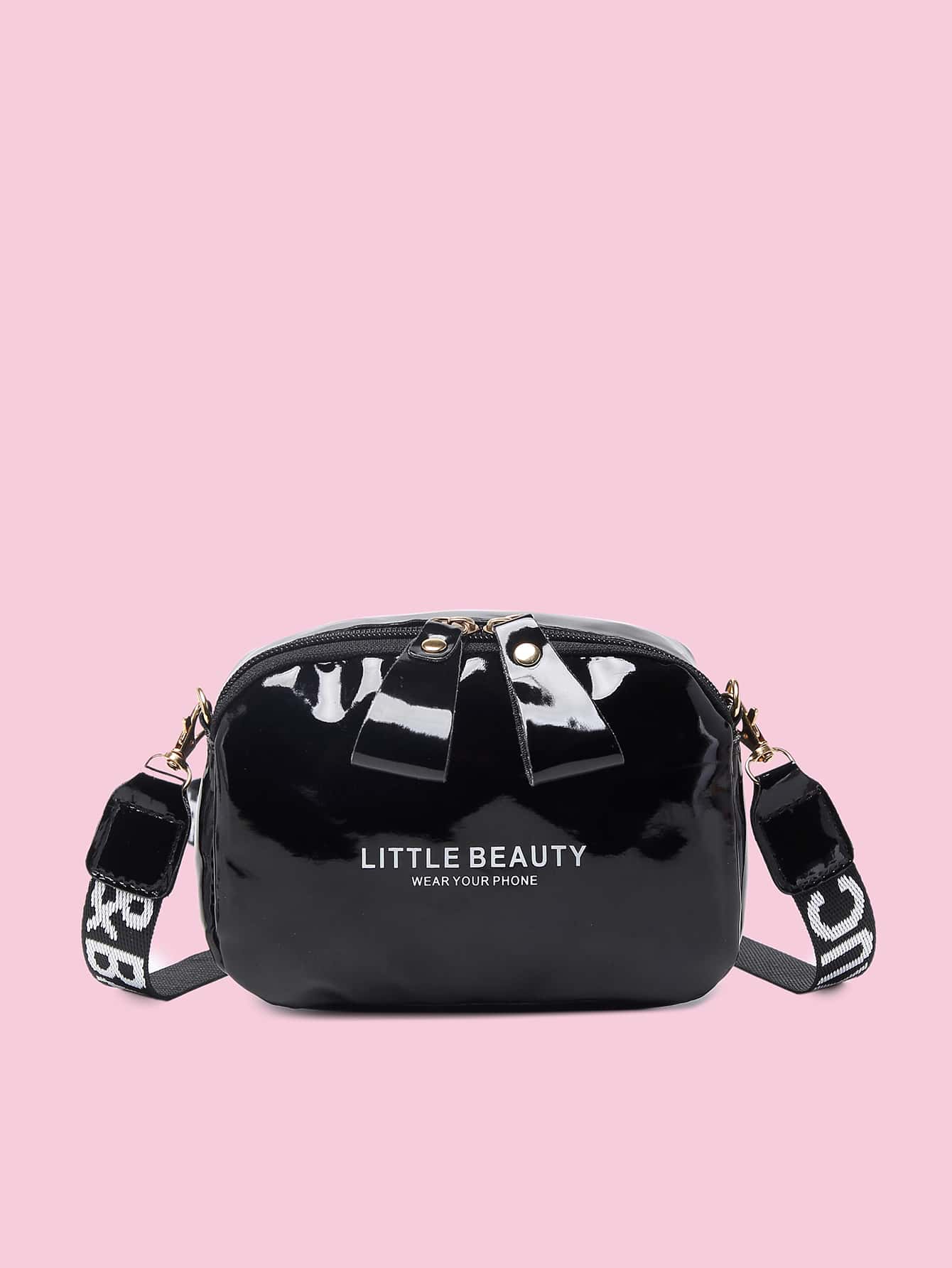 Patent Letter Graphic Crossbody Bag