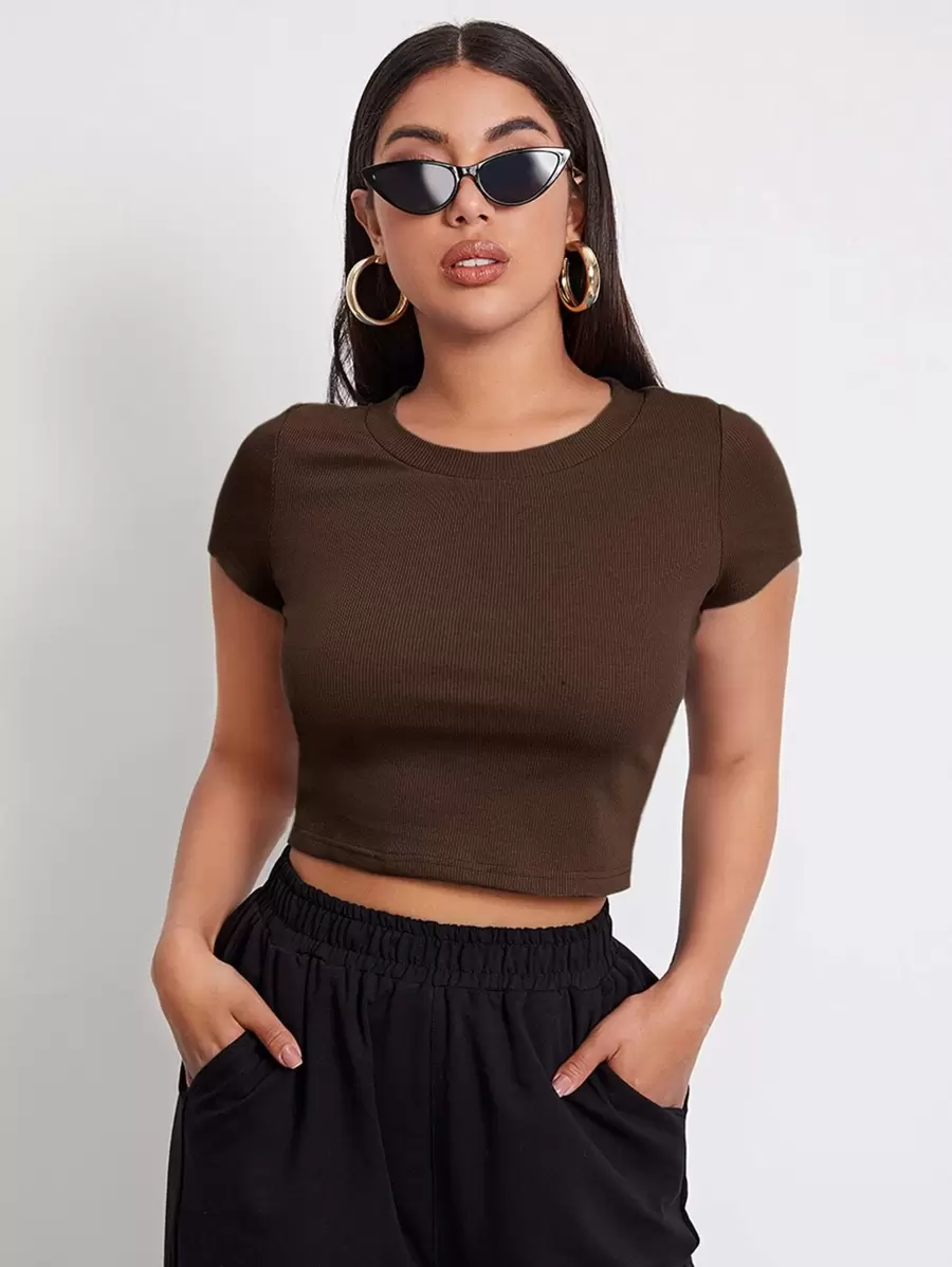 Nailea X SHEIN Rib-knit Crop Top