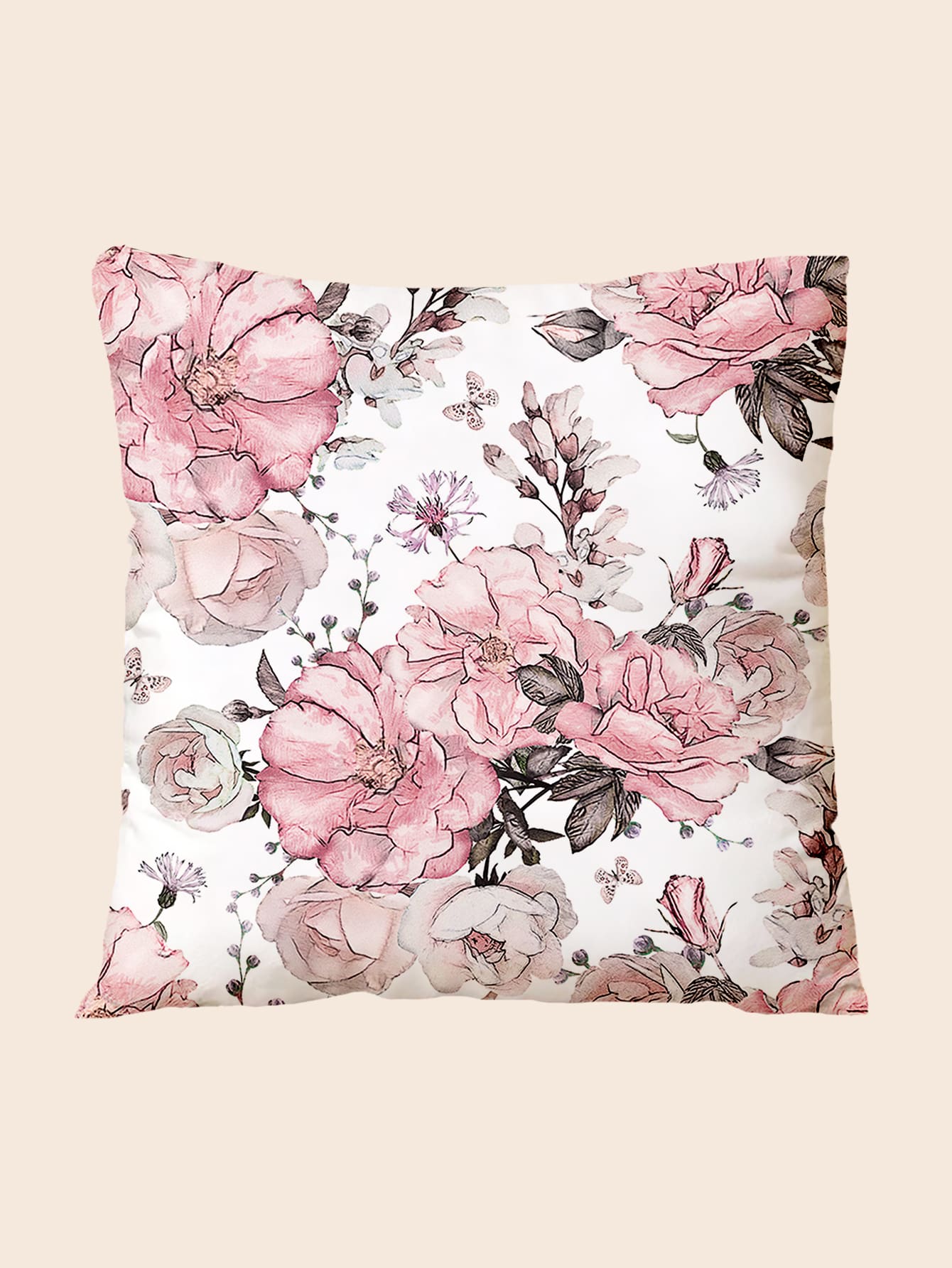 Floral Pattern Cushion Cover Without Filler