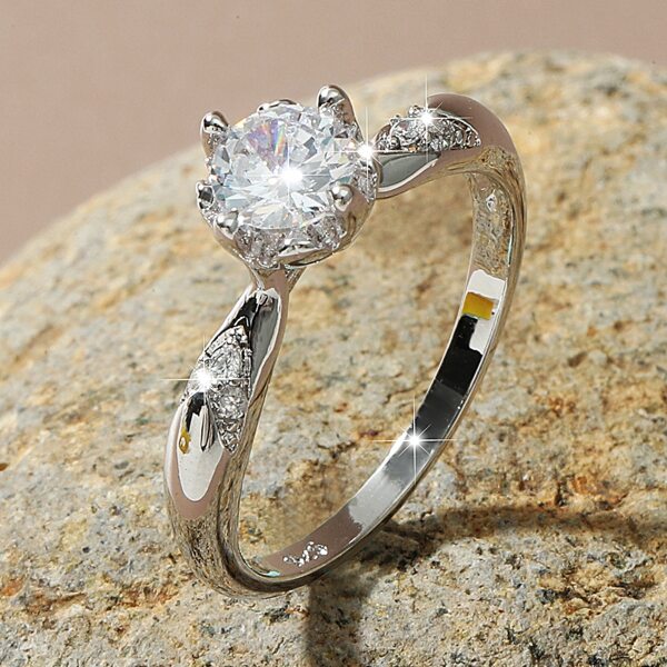 Zircon Decor Ring, Silver