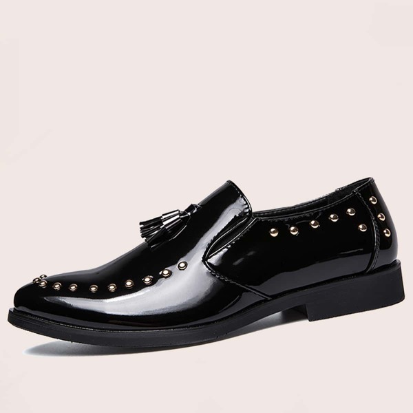 Men Studded & Tassel Decor Dress Shoes, Black