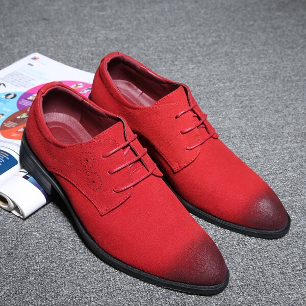 Men Lace-up Front Dress Shoes, Red