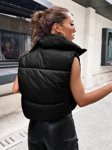 SHEIN EZwear Funnel Neck Crop Puffer Gilet