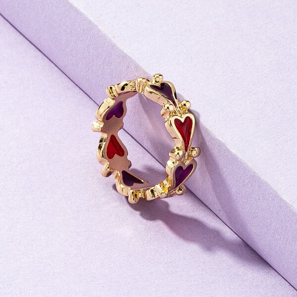 Heart Detail Ring, Multicolor