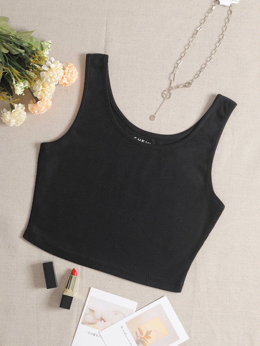 SHEIN EZwear Bezrękawniki Prążkowana Dzianina Równy Podstawy