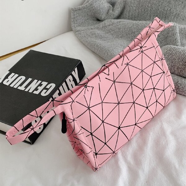 Geo Graphic Clutch Bag, Baby pink