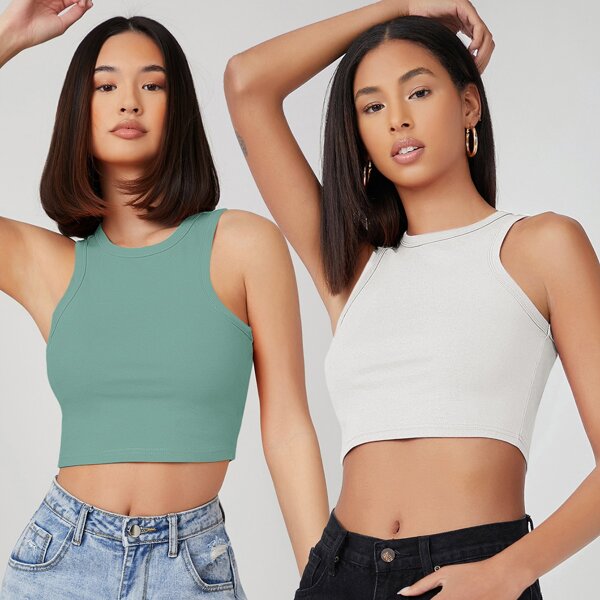2 Pack Crop Tank Top, Multicolor