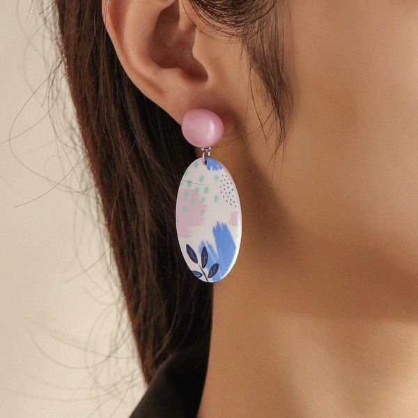 Leaf Pattern Drop Earrings, Multicolor