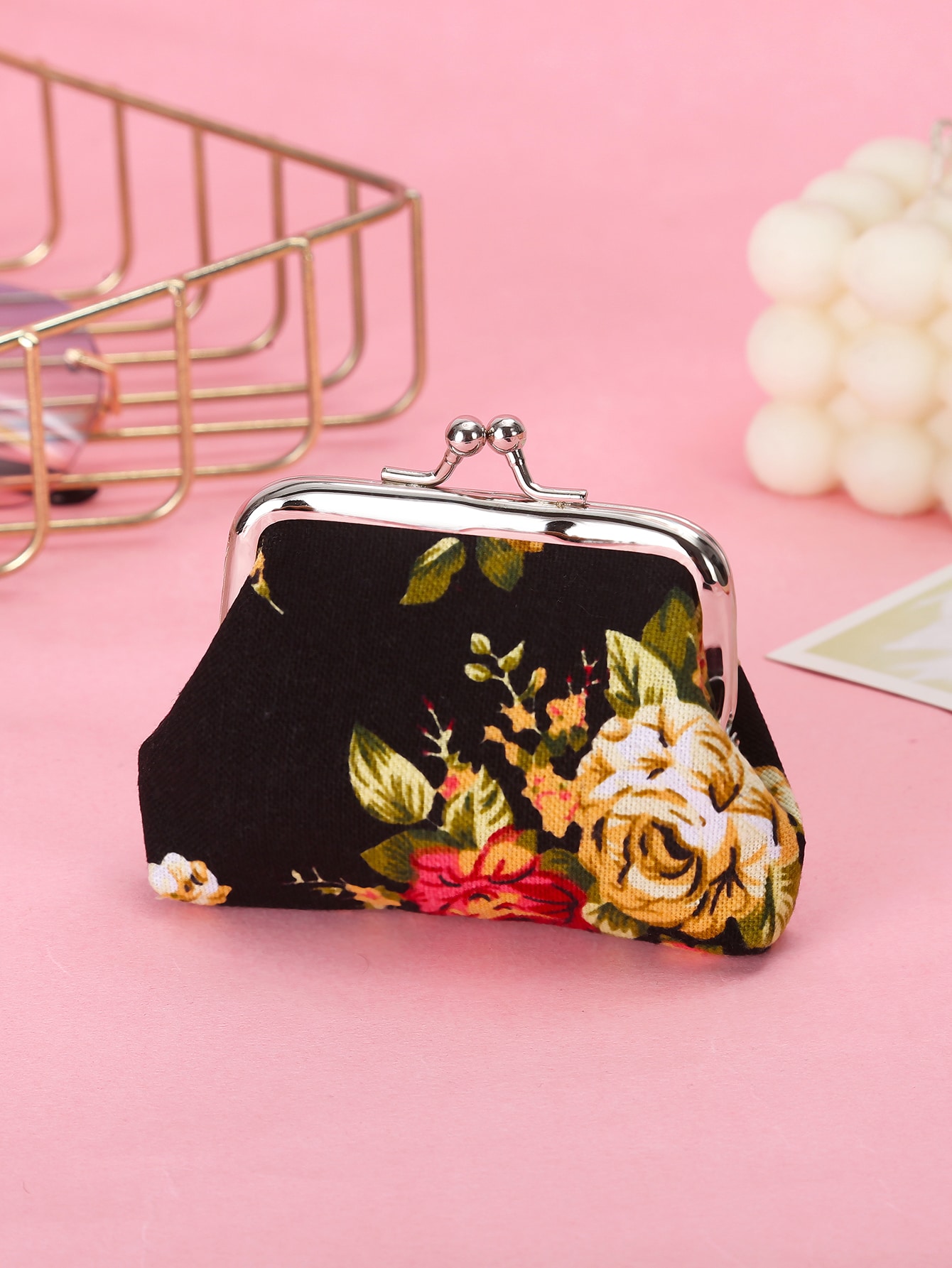 Floral Kiss Lock Coin Case