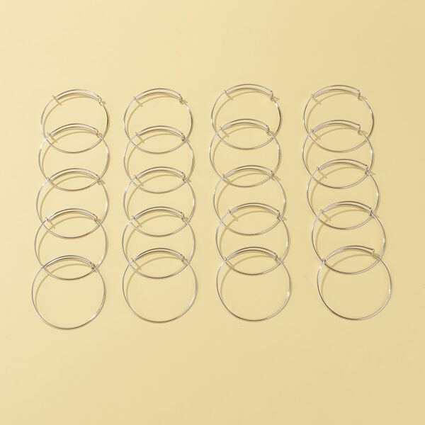 20pcs Simple Solid Bangle, Silver