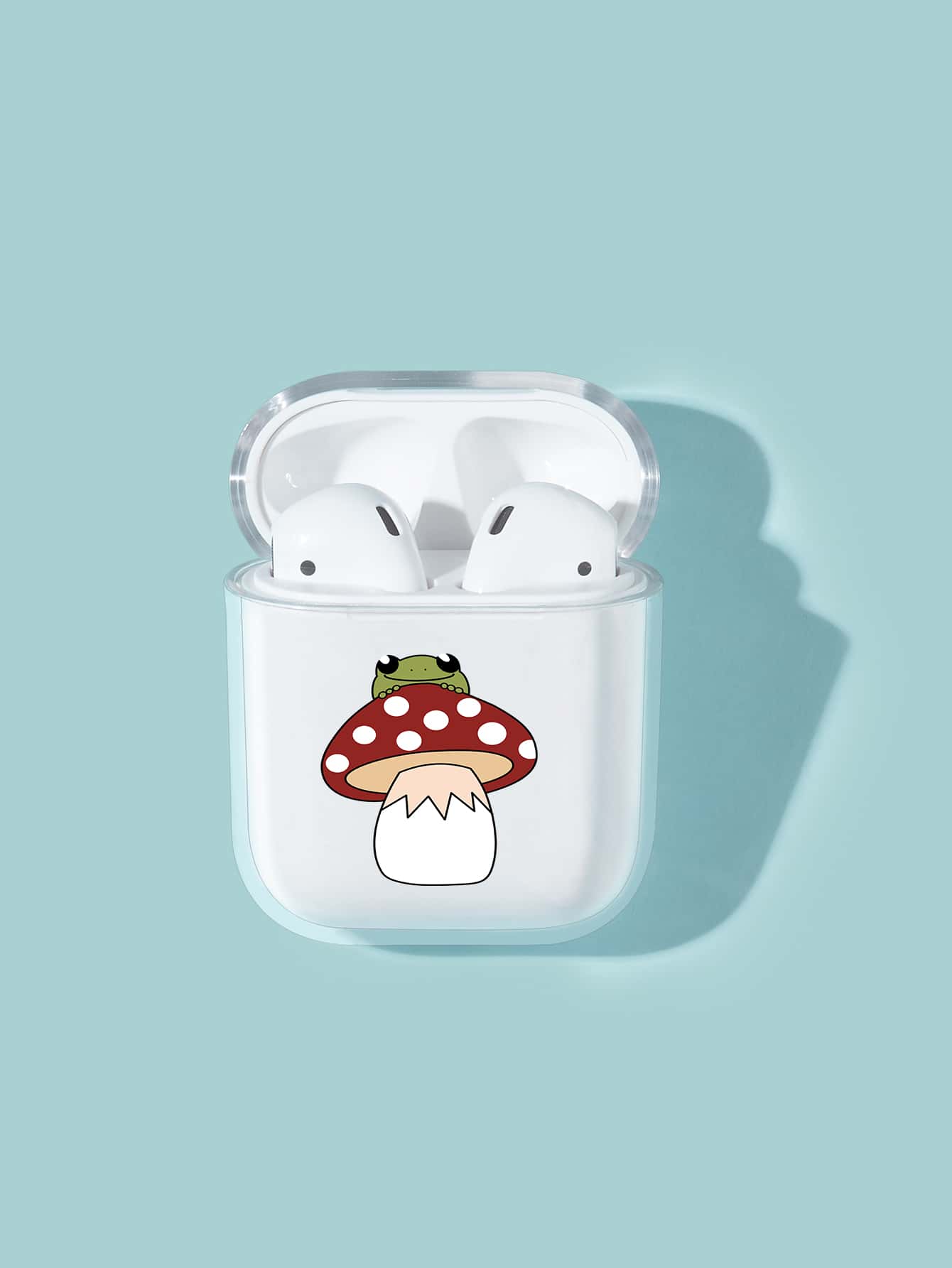 Cartoon Frog & Mushroom Print Case For Airpods
